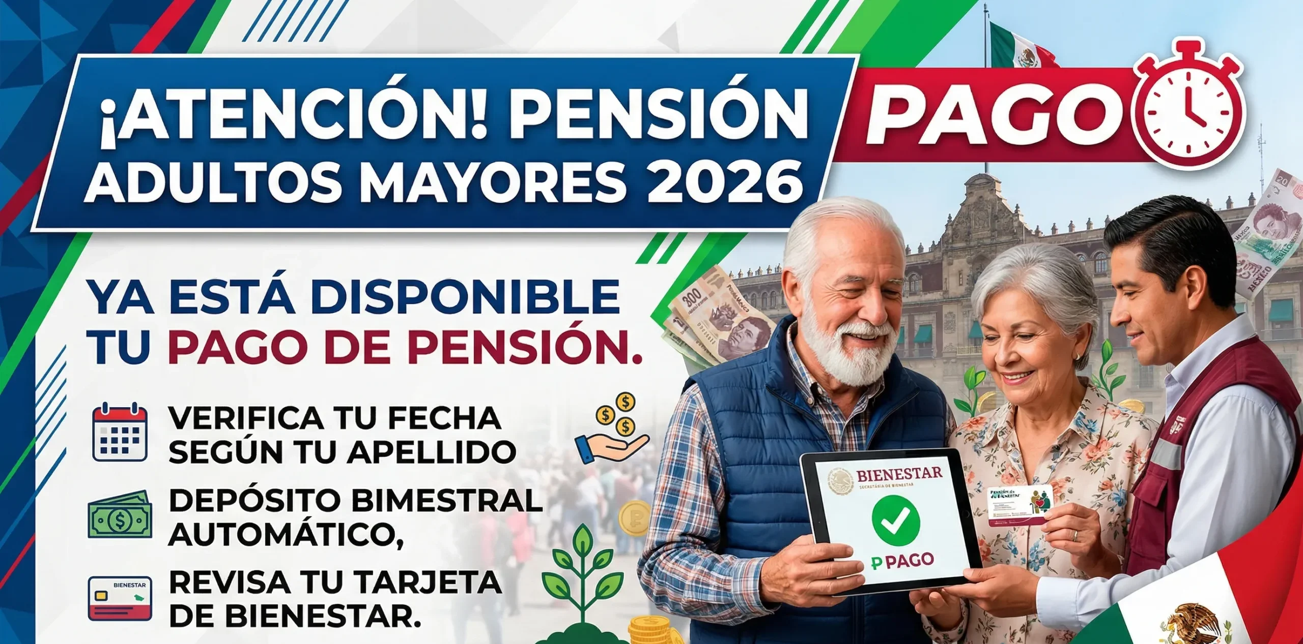 Lee más sobre el artículo Pensión Adultos Mayores 2026 pago