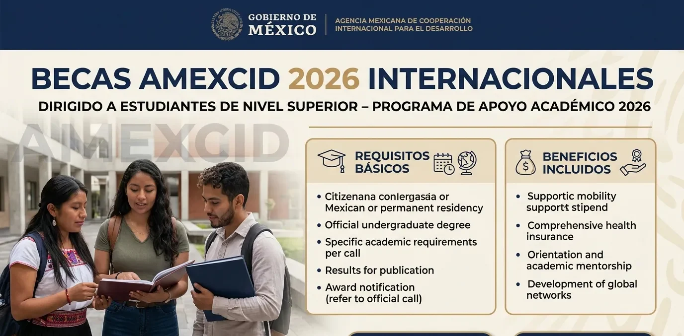 Lee más sobre el artículo Becas AMEXCID 2026 internacionales